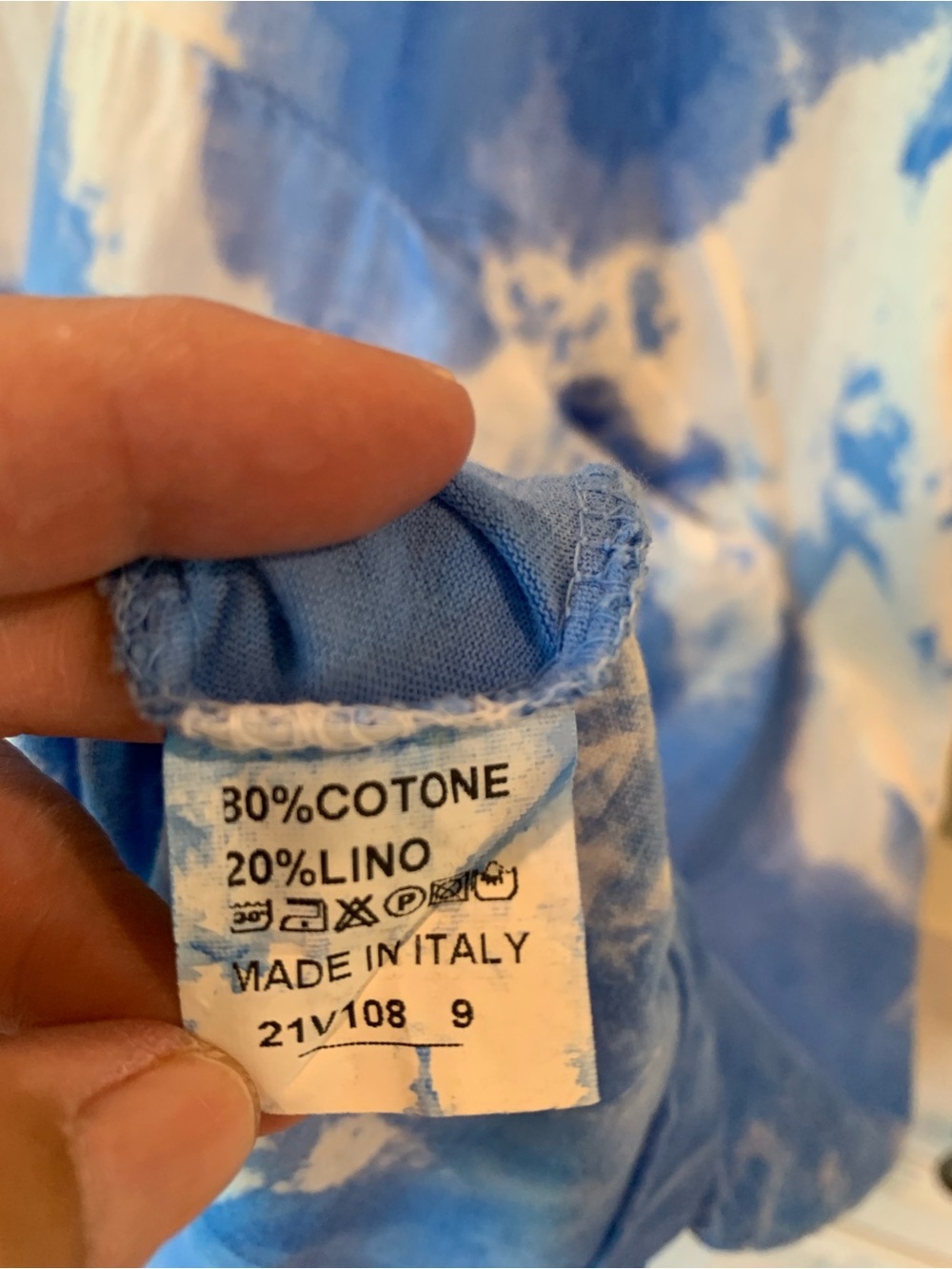 Linen Blue & White Tie-Dye Midi Dress - Picture 5 of 8